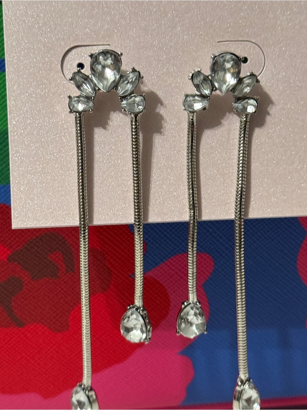 Crystal Drop Dangle Earrings - Silver
